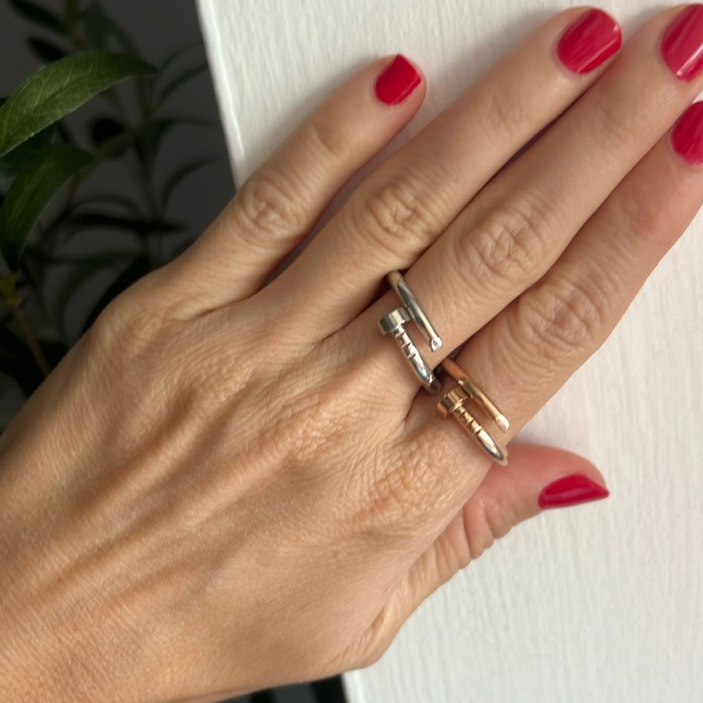 Nail ring rose gold and silver size 9